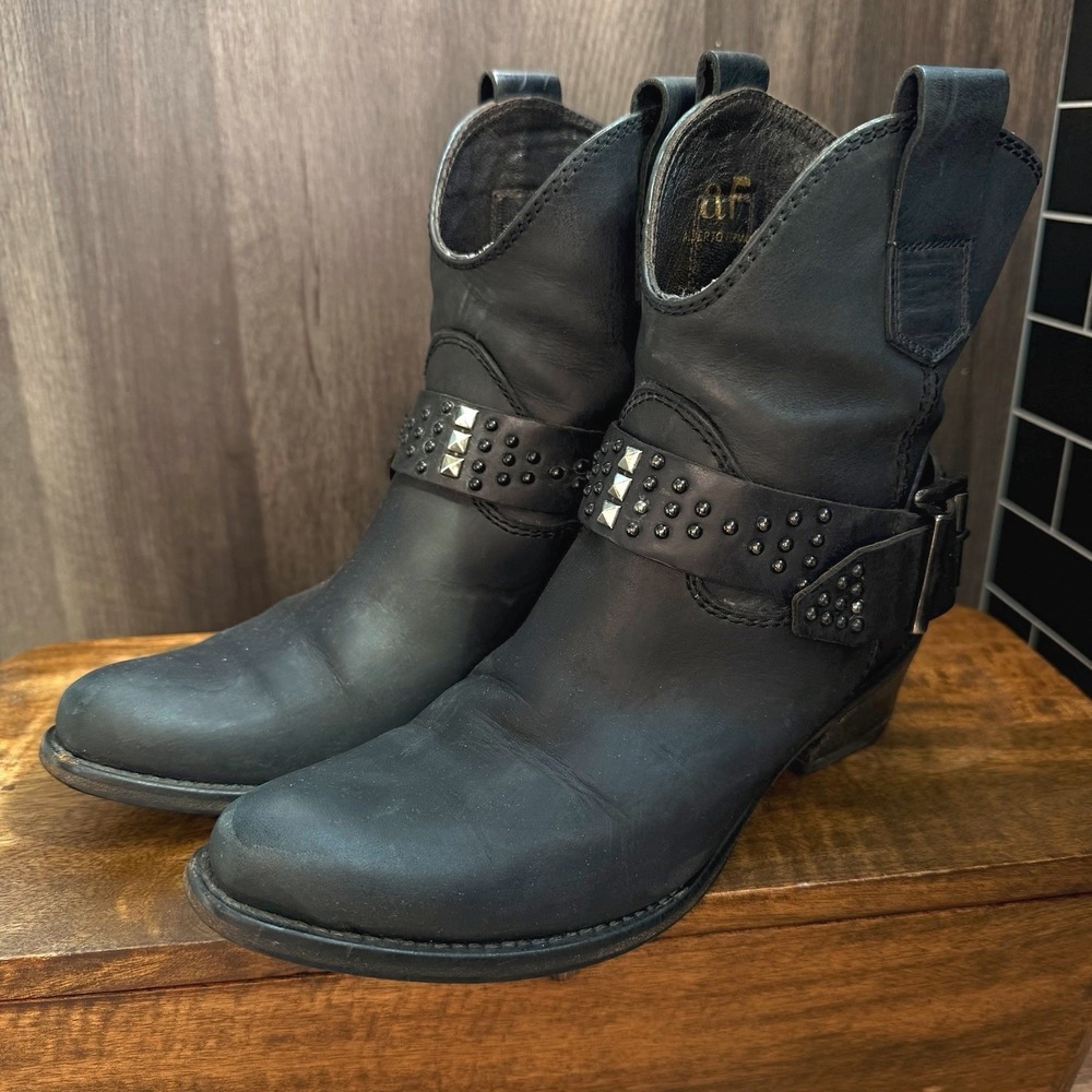Alberto Fermani Womens Black Leather Short Boots EU 36 US 6 Italy